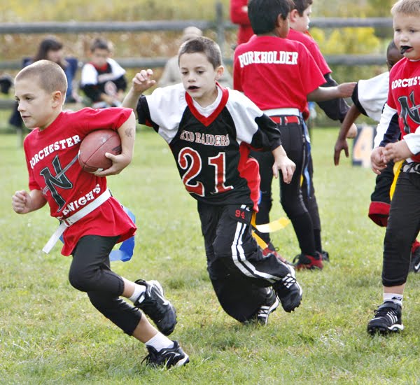 The NorChester Red Knights and the Coatesville Kid Raiders battled in flag 
